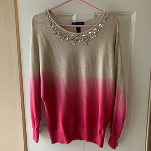 INC bejeweled neck, ombré sweater